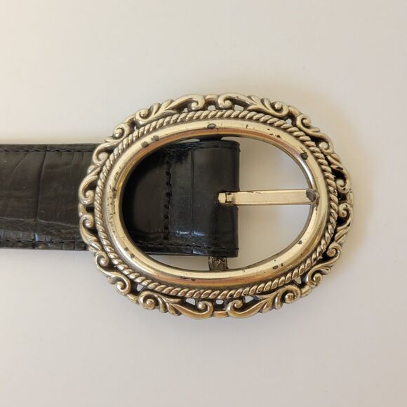 Vtg Brighton Leather Croc Silver Hardware Reversible 4 Opt. Women Belt - Picture 8 of 11